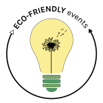 Eco-Friendly Events logo with lightbulb and dandelions
