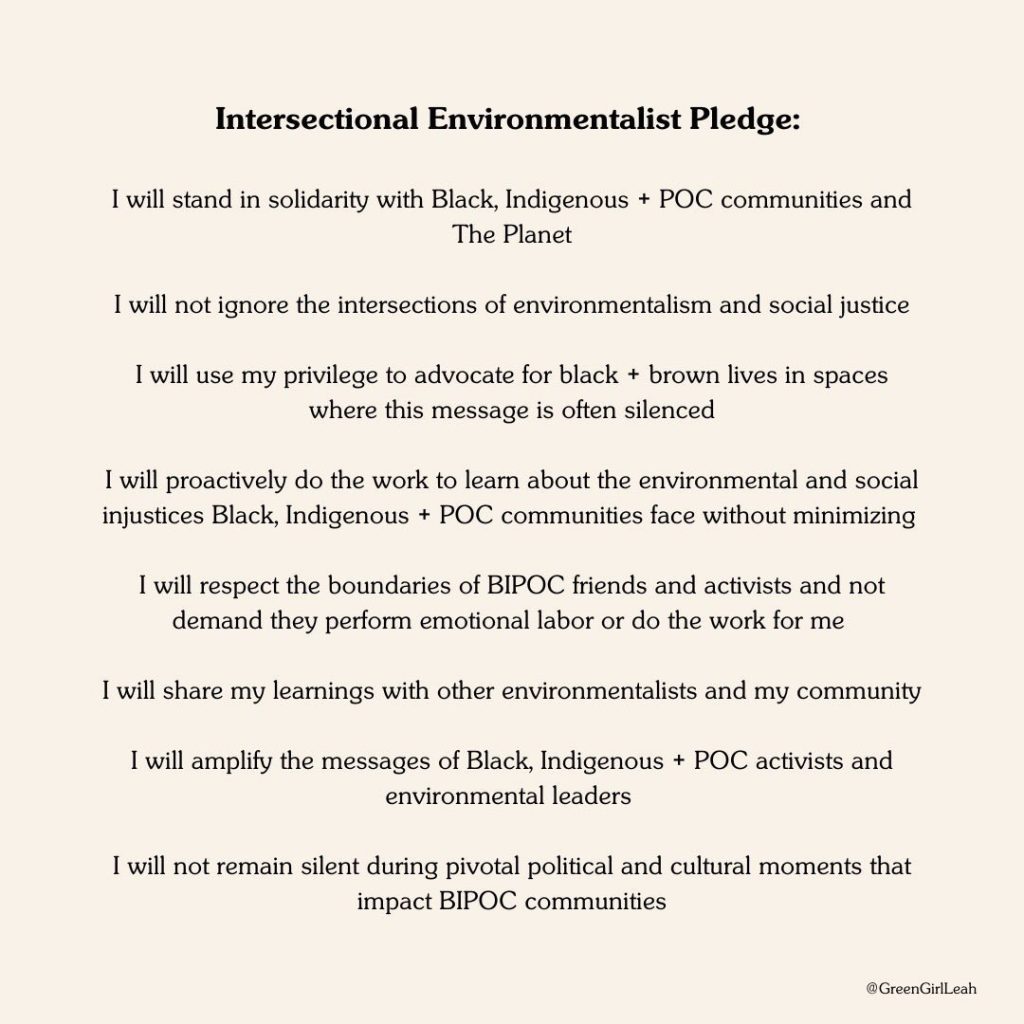 Intersectional Environmentalist pledge